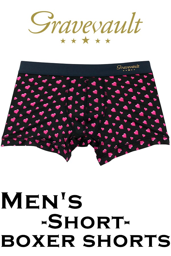 【メンズ】gravevault Shotボクサーショーツ・ハートドットブラック