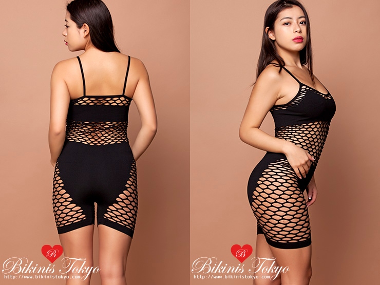 重ね着風ネットボディスーツ