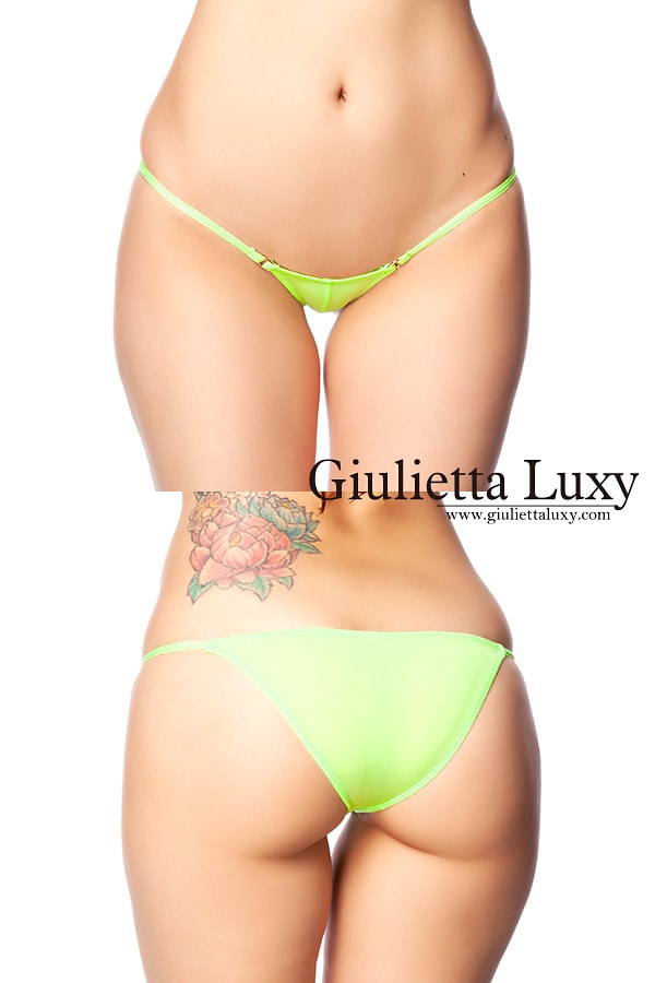 フロントセンターシャーリングシースルーショーツ・ライム