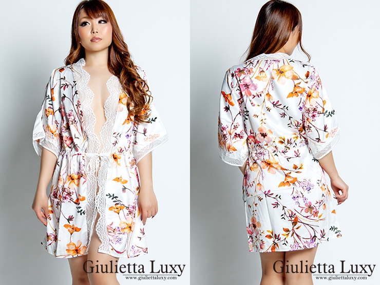 花柄ローブ ・ホワイト