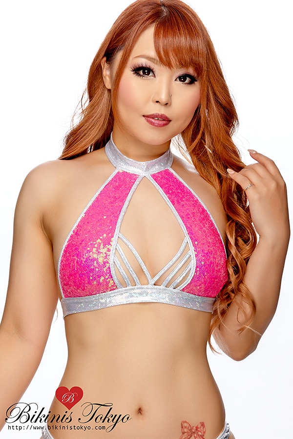 スパンコールホルターネック・ピンク