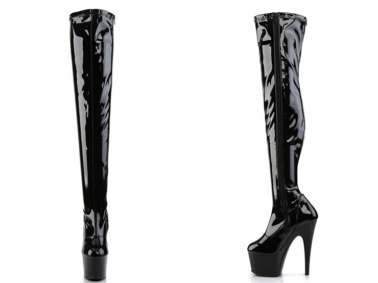 [ Pleaser プリーザー ]7インチヒールサイハイブーツADO3000/B/M・ブラック