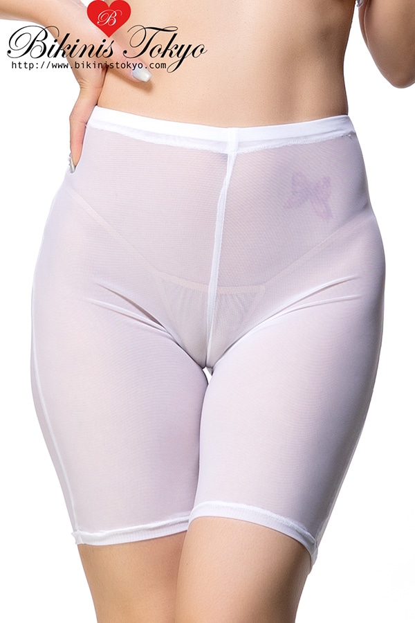 ダンスコーデに映えるスケスケメッシュのハーフ丈レギンス【ホワイトメッシュ】