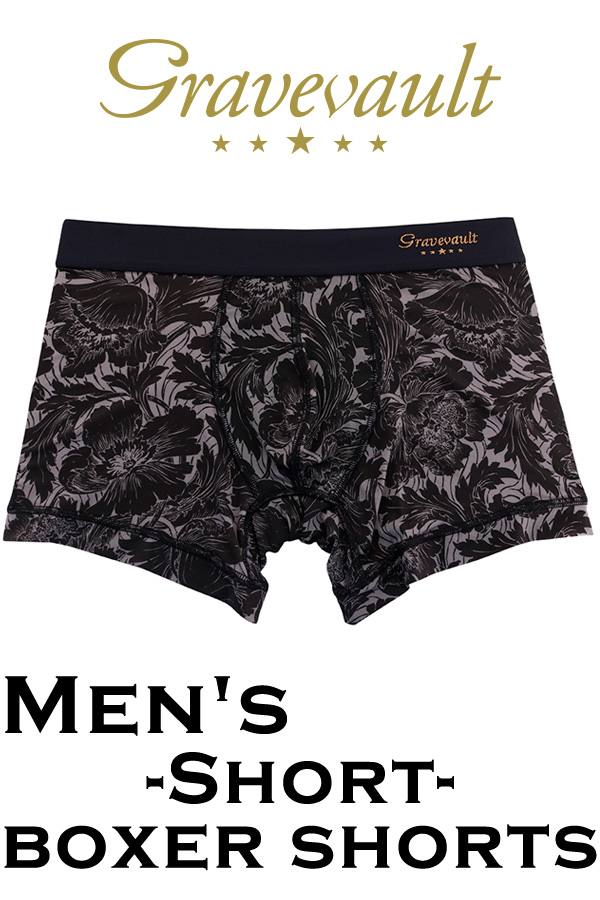 【メンズ】gravevault Shotボクサーショーツ・FLOWER・グレーブラック