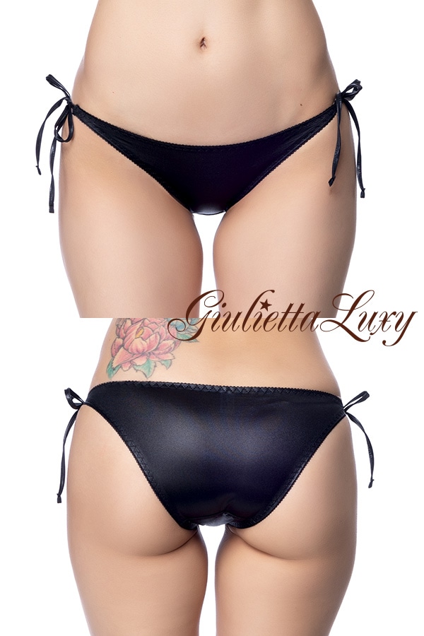 フェリカ素材タイサイドフルバックショーツ・ブラック