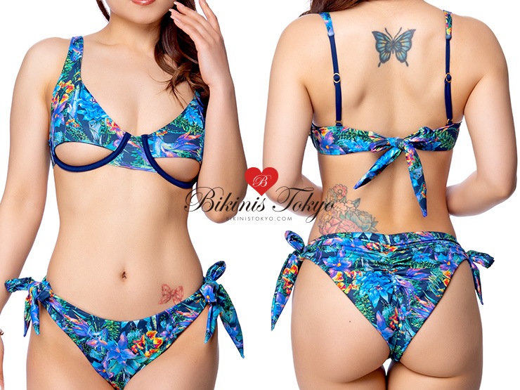 バストアンダーカットトロピカルプリントビキニセット
