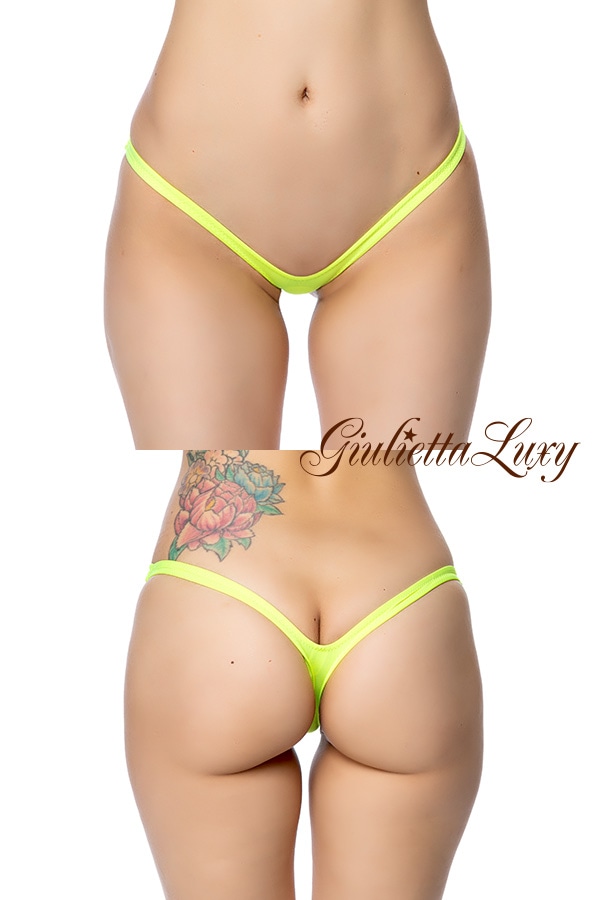 極小極浅ハイレグマイクロショーツ・ライムイエロー