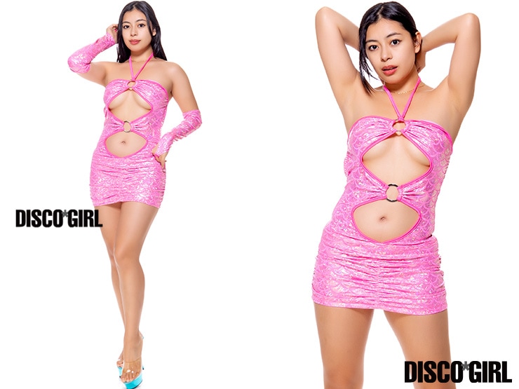 Oリングフロントオープンボディコン・ホットピンクマーメイド