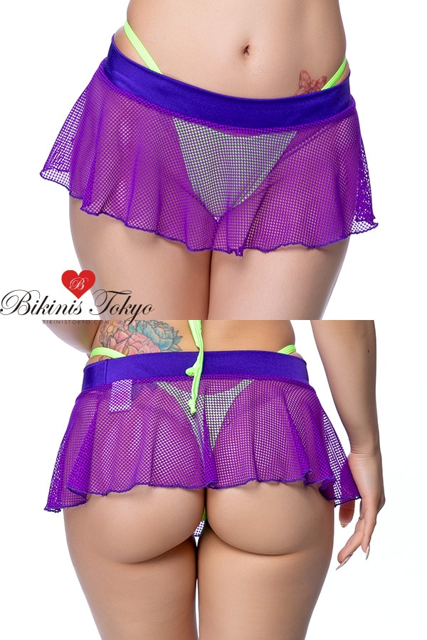 フレアミニスカート・フィッシュネット・パープル