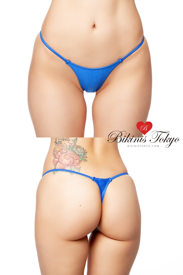 Wet素材艶ミニTバックショーツ・ブルー