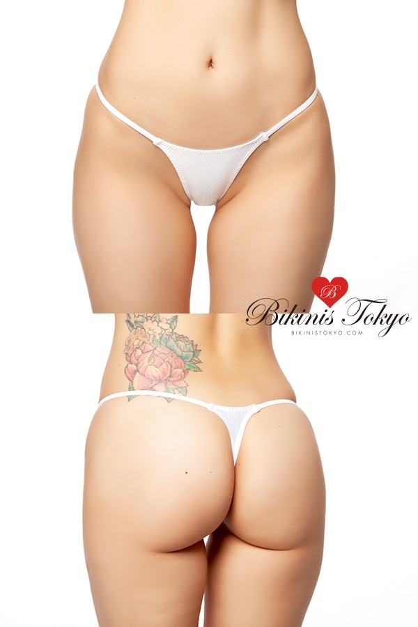 Wet素材艶ミニTバックショーツ・ホワイト