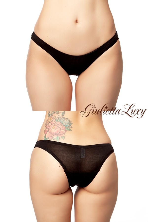 ヨリセル素材ローライズショーツ・ブラック