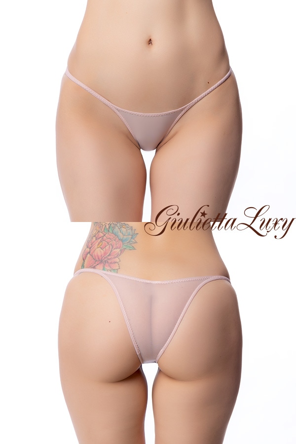 ツルツルもちもちシースルー素材のハギなしショーツ・ベージュ