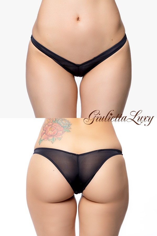 センターシャーリング食い込みクランチショーツ・ブラック