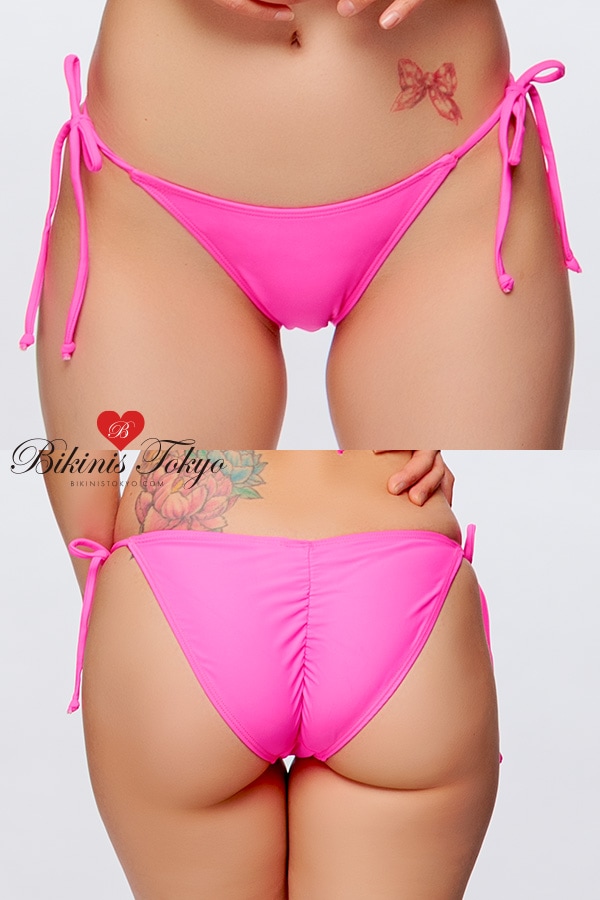 日本製◎ヒップラインがキレイに見えるクランチ加工タイサイドボトム【ネオンピンク】