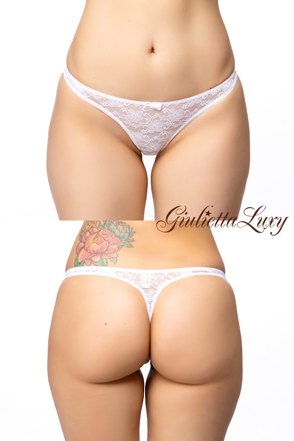 【ユニセックス】総レースTバックショーツ・ホワイト