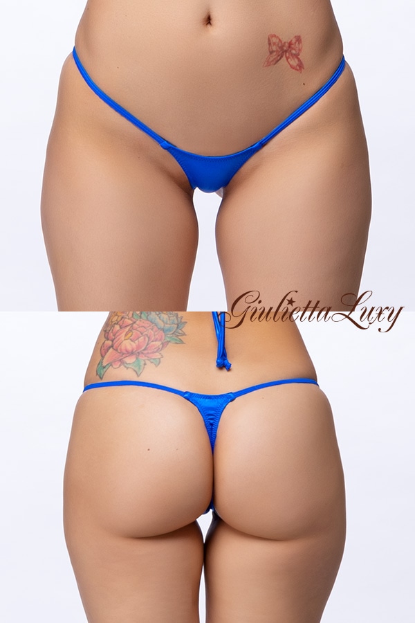 Wet素材ローライズTバックショーツ・ブルー