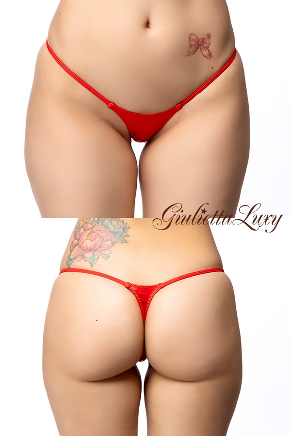 Wet素材ローライズTバックショーツ・レッド