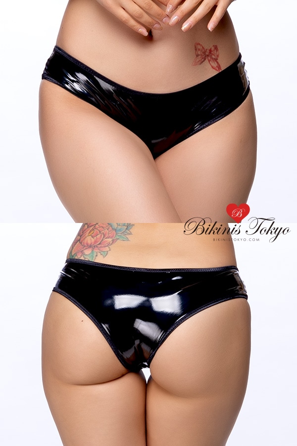 エナメル調ホットパンツボトム・ブラック