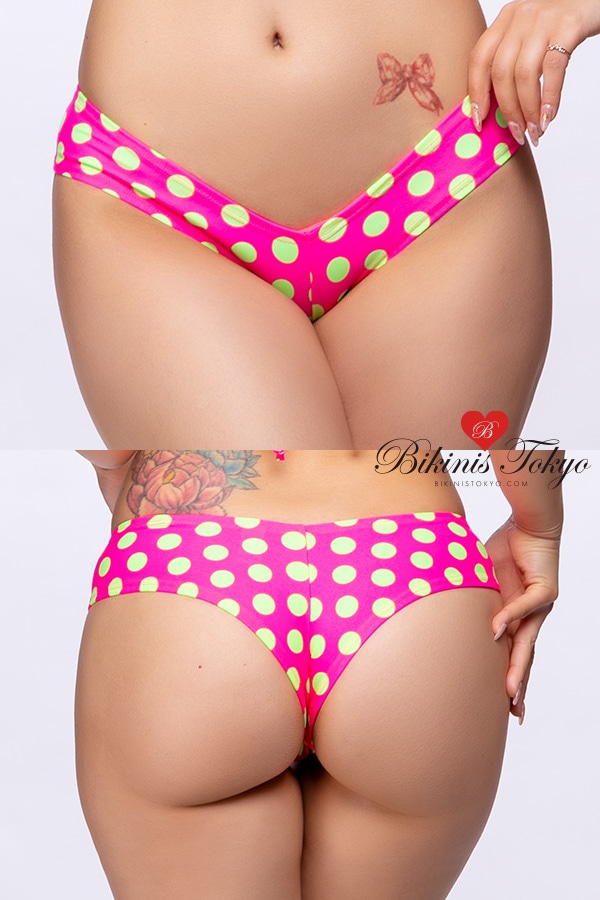 【BikinisTokyoオリジナル】マイクロヒップハングボトム・ピンクライムドット
