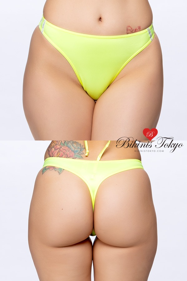 【ユニセックス】スーパーウェット素材ライン入りTバックブルマ・イエロー