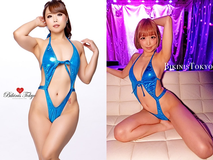 フロント開きのレトロハイレグTバックレオタード！トップ結び式でフィット感◎【ミストラメブルー】