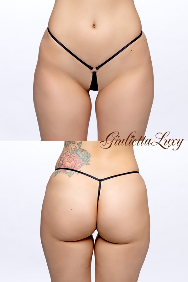 クリアリングTフロントGストリングショーツ・ブラック