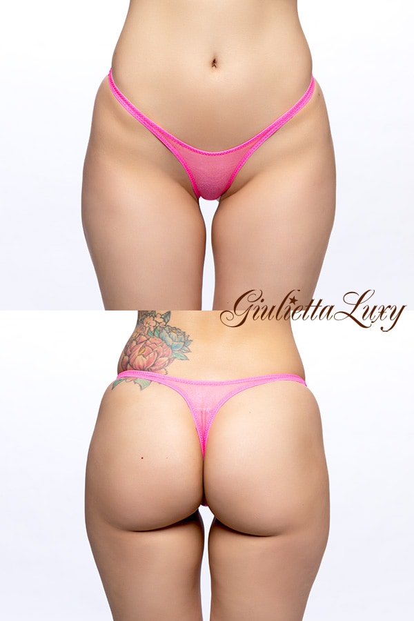 スケスケチュール素材ハイレグTバックショーツ・ピンク