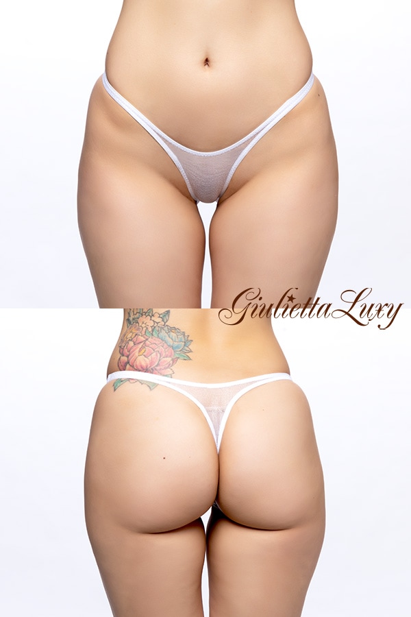 スケスケチュール素材ハイレグTバックショーツ・ホワイト