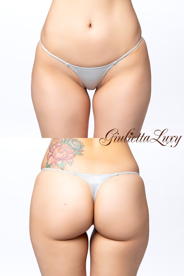 光沢Tバックショーツ・グレー