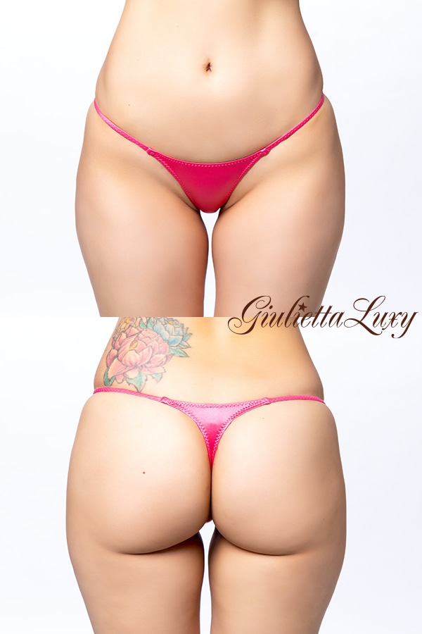 光沢Tバックショーツ・ピンク