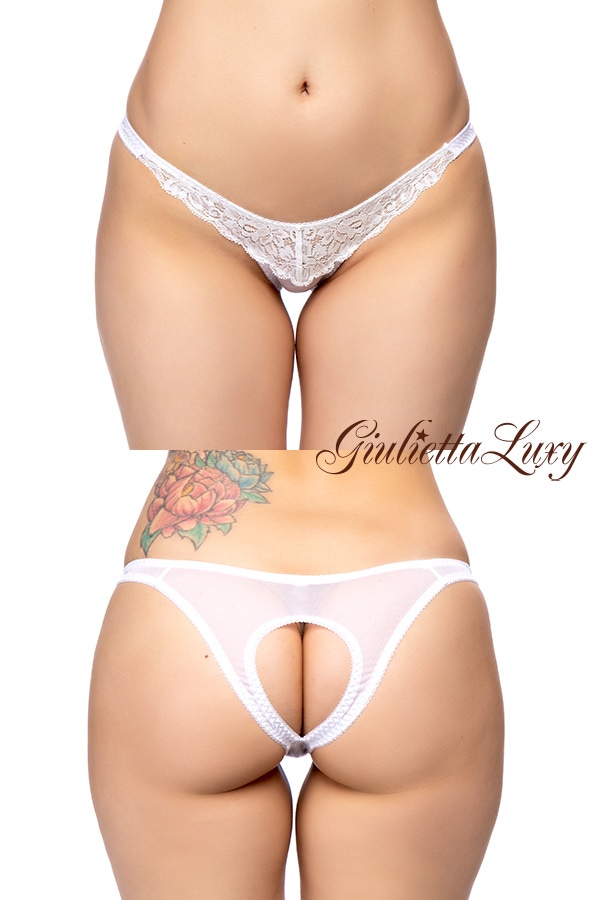 フロントレースOバックホールショーツ・ホワイト