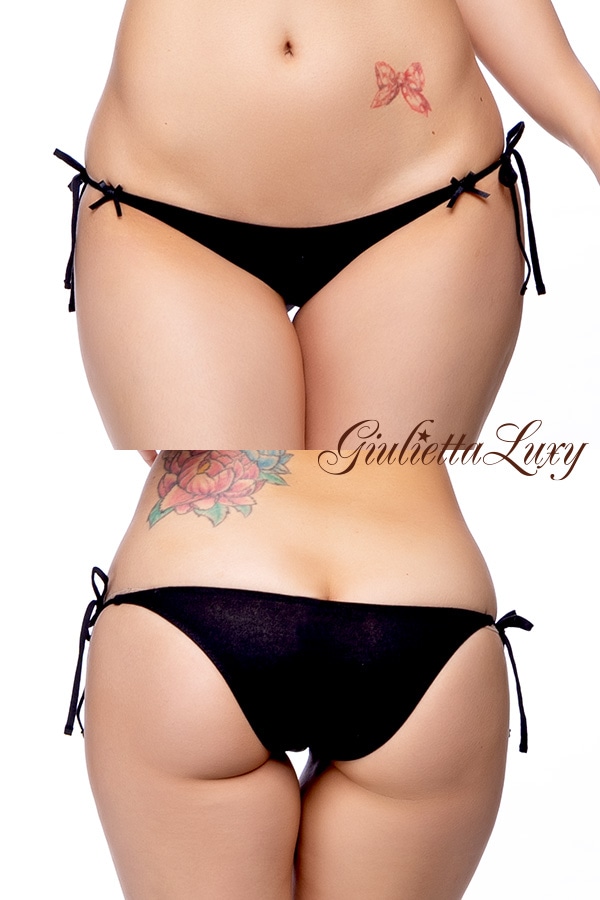 コットン素材横ひもローライズショーツ・ブラック