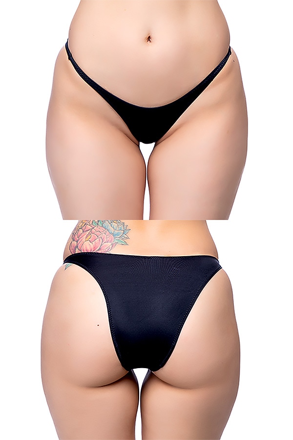 透けハイレグハーフバックショーツ・ブラック