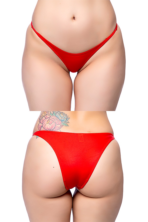 透けハイレグハーフバックショーツ・レッド