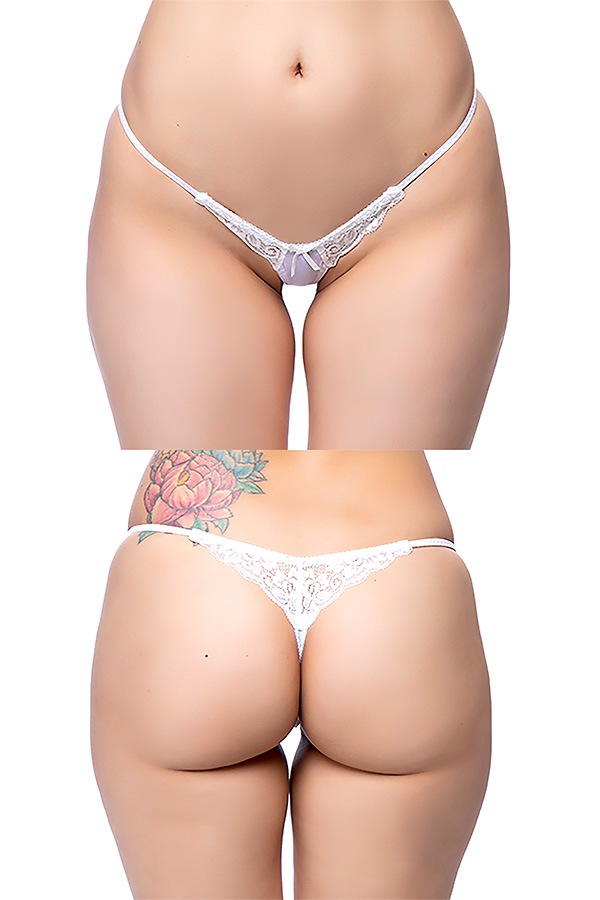 TフロントバックレースTバックショーツ・ホワイト