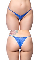 Tフロントバックレースハーフバックショーツ・ブルー|パンティ・ショーツ|下着・ランジェリー