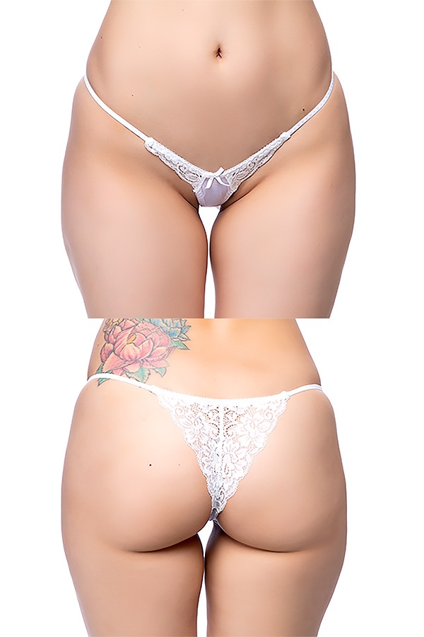 Tフロントバックレースハーフバックショーツ・ホワイト