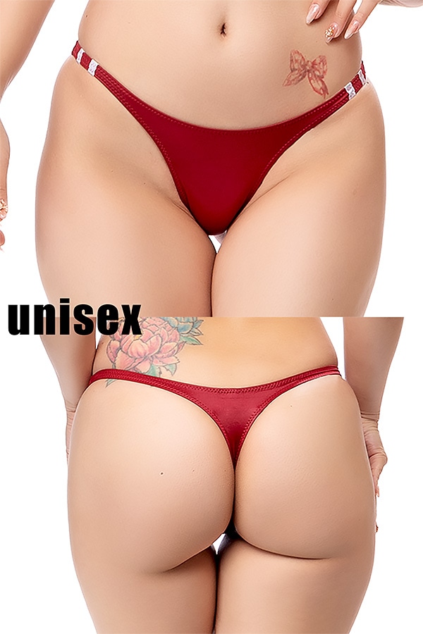 【ユニセックス】スーパーウェット素材サイド細めTバックブルマショーツ・エンジ