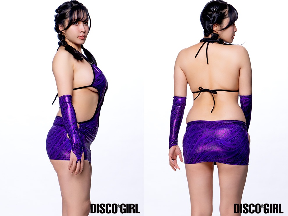 フロント＆サイドリング付きマイクロミニボディコン・ラメウェーブゼブラパープル2