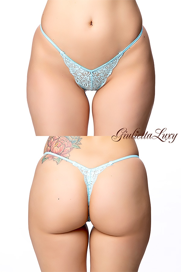 ストレッチレースTバックショーツ・ブルー