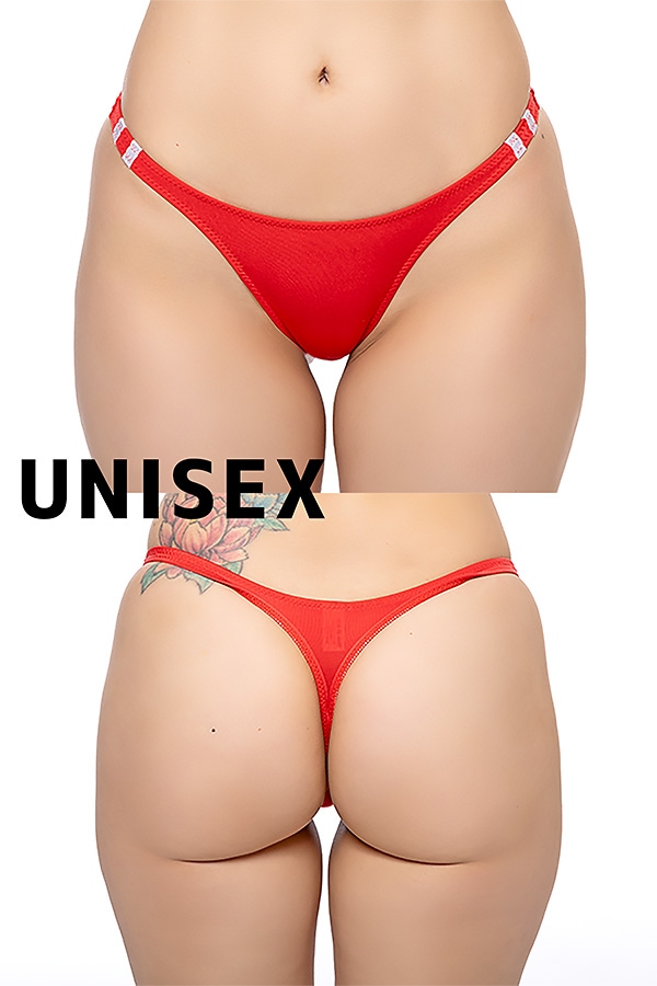 【ユニセックス】ローライズブルマ風Tバックショーツ・レッド