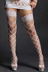 シリコン付きレースガーターWクロス網タイツ