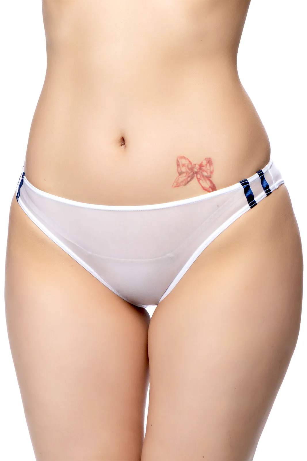 つるさら肌触りのシースルーブルマショーツ★スポーティ2本ライン入り【ホワイト】