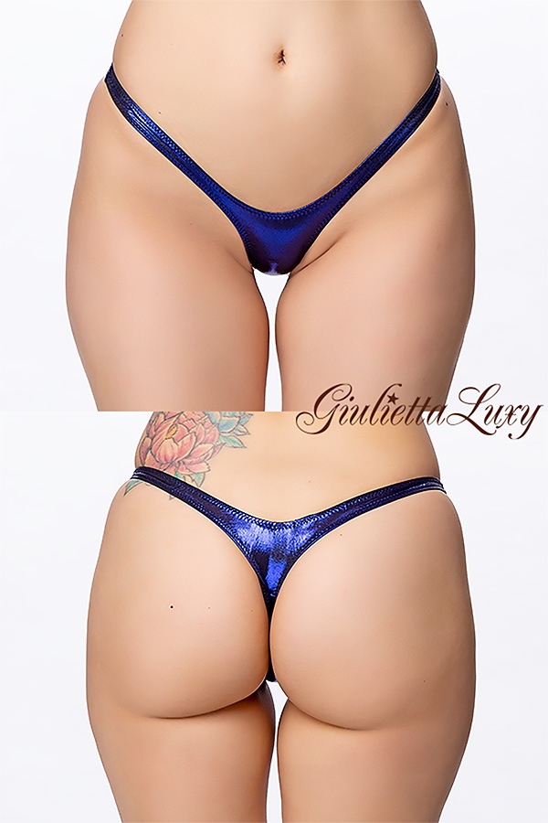 ギラギラシースルーハイレグTバックショーツ・ブルーラメ