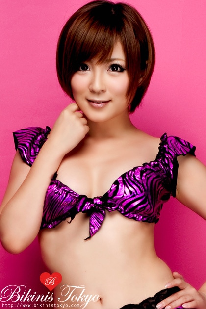 胸りぼん前結びワッフルトップス・メタリックピンクゼブラ