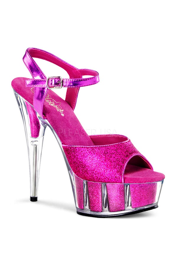 [ Pleaser プリーザー ] ハイヒール サンダル ミュール/ホットピンクラメ  DEL609-5G/HP/M