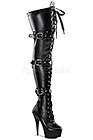 [ Pleaser プリーザー ] サイハイブーツ-マットブラックDEL3028/B/PU|ブーツ|靴・ヒール・ブーツ