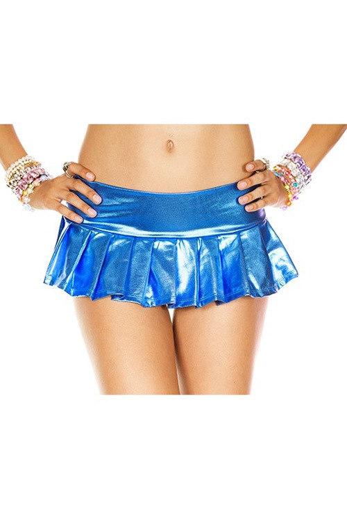 19.5cm丈★メタリックミニスカート・ブルー