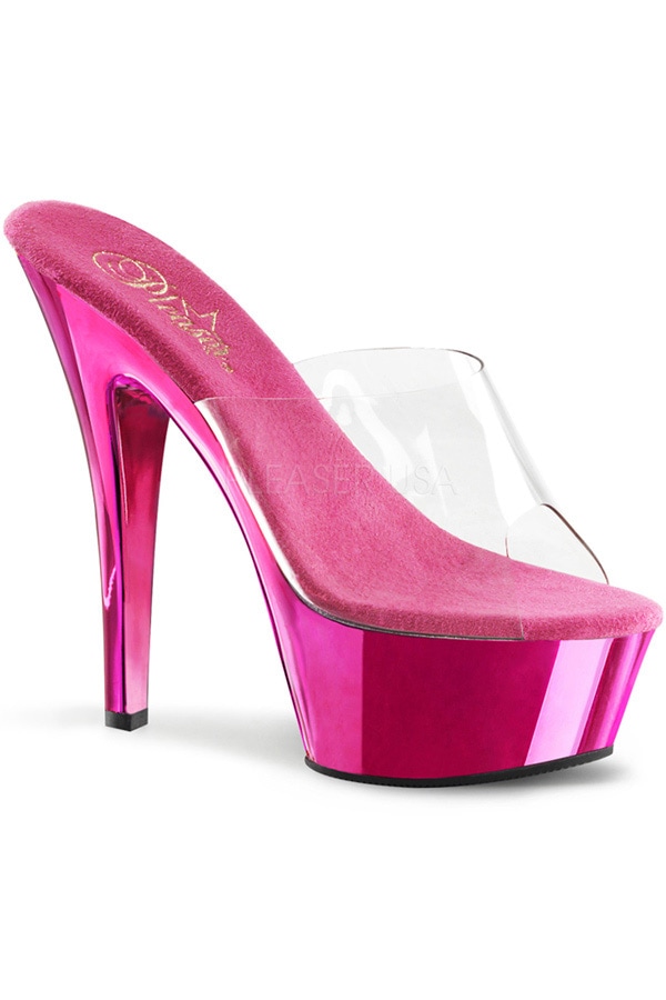 [ Pleaser プリーザー ] ハイヒール サンダル ミュール/ホットピンクメタリック/KISS201/C/HPCH